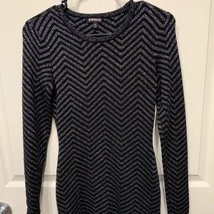 Long sleeve back and silver mini dress